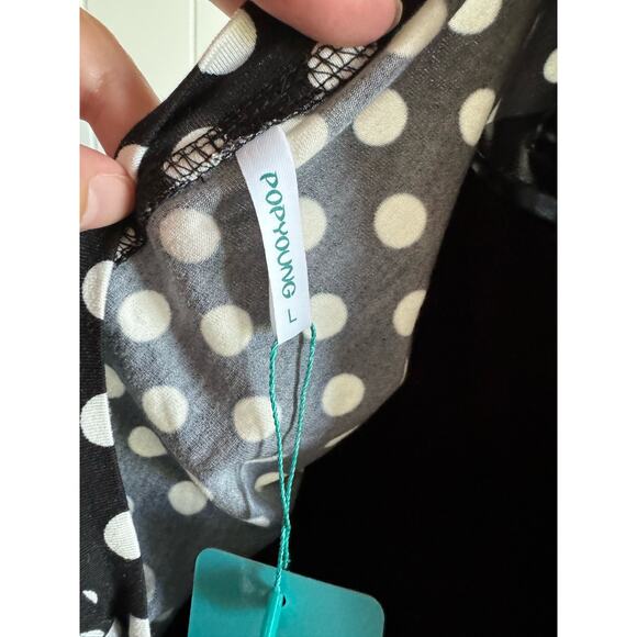 PopYoung Womens Top Sz L Black White V-Neck Long Sleeve Soft Knit NEW - Picture 7 of 7